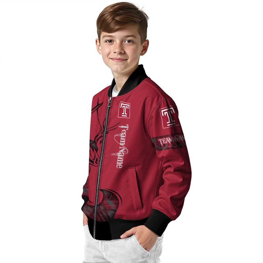 customized temple owls tribal deer art red bomber jacket trendy customized temple owls tribal deer art red bomber jacket trendy