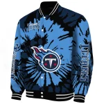 customized tennessee titans burst splatter navy varsity jacket best selling
