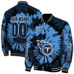 customized tennessee titans burst splatter navy varsity jacket best selling