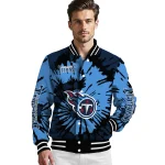 customized tennessee titans burst splatter navy varsity jacket best selling