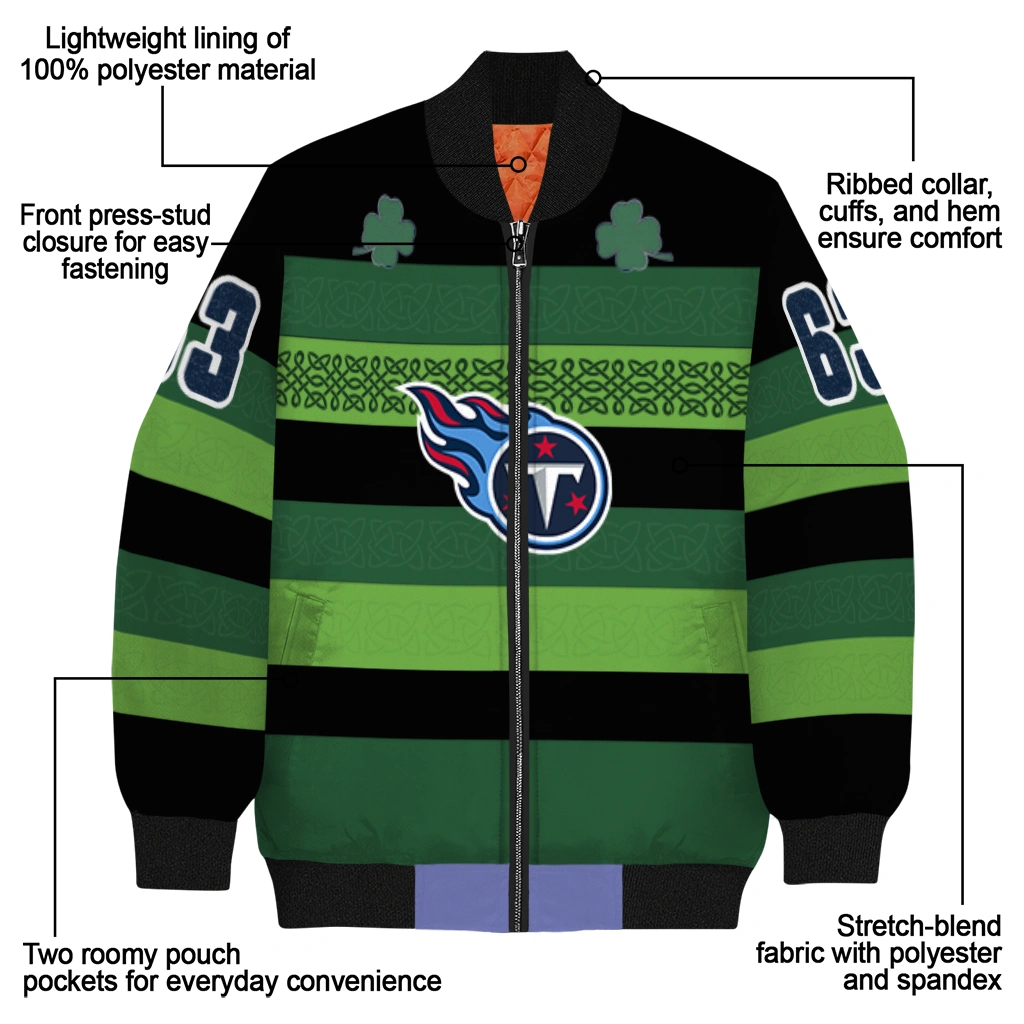 customized tennessee titans clover green lines green black bomber jacket new arrival customized tennessee titans clover green lines green black bomber jacket new arrival