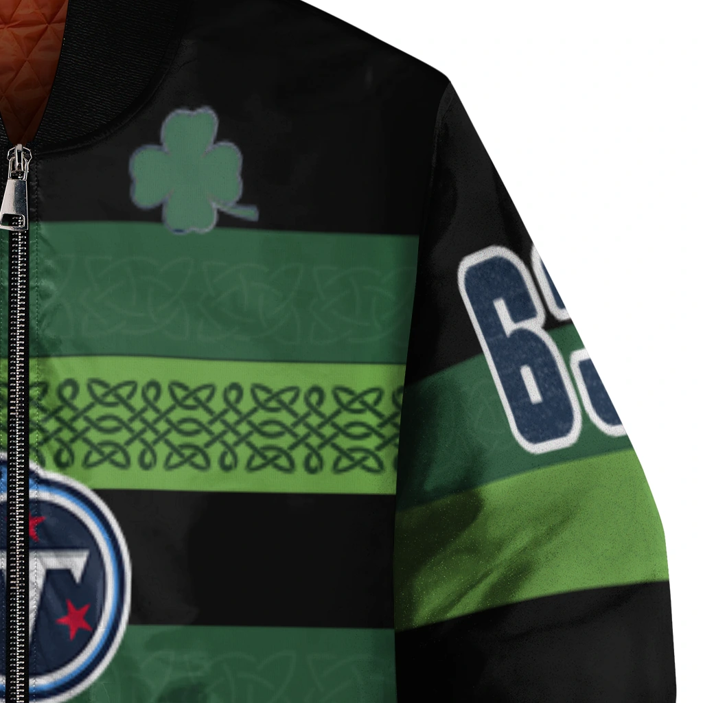 customized tennessee titans clover green lines green black bomber jacket premium grade customized tennessee titans clover green lines green black bomber jacket premium grade