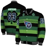 customized tennessee titans clover green lines green black varsity jacket best selling