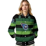 customized tennessee titans clover green lines green black varsity jacket best selling