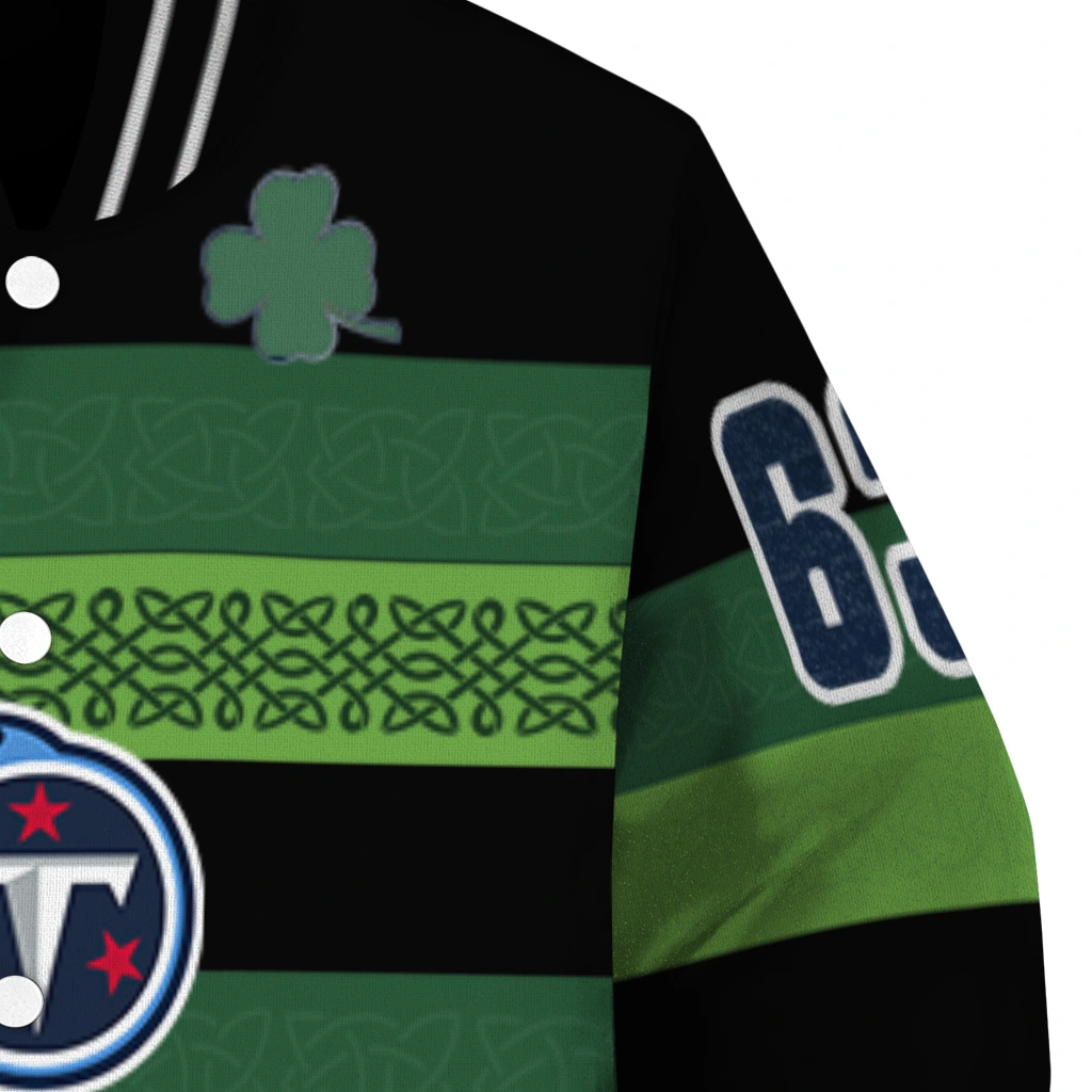customized tennessee titans clover green lines green black varsity jacket premium grade customized tennessee titans clover green lines green black varsity jacket premium grade