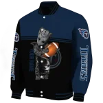 customized tennessee titans groot football navy black varsity jacket best selling
