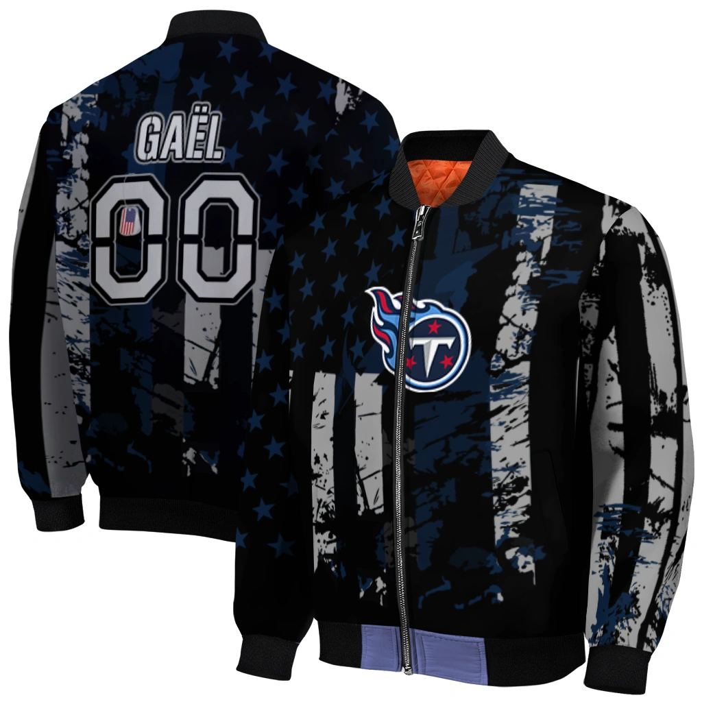 customized tennessee titans star stripes navy black bomber jacket best selling customized tennessee titans star stripes navy black bomber jacket best selling