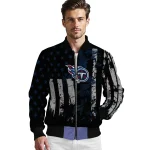 customized tennessee titans star stripes navy black bomber jacket best selling