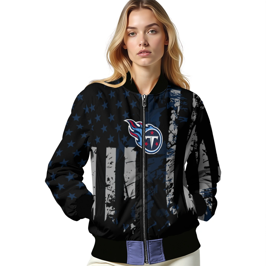 customized tennessee titans star stripes navy black bomber jacket latest model customized tennessee titans star stripes navy black bomber jacket latest model
