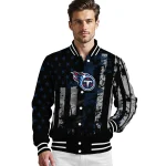 customized tennessee titans star stripes navy black varsity jacket best selling