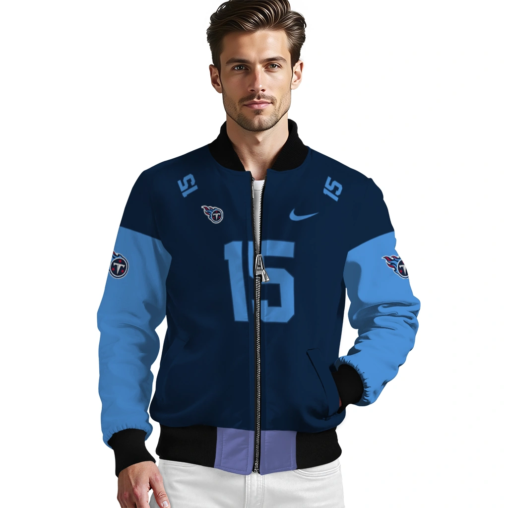 customized tennessee titans team patch navy bomber jacket high quality customized tennessee titans team patch navy bomber jacket high quality