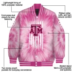 customized texas am aggies pink tie dye pink varsity jacket best selling