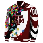 customized texas am aggies stars and stripes slashes maroon varsity jacket best selling