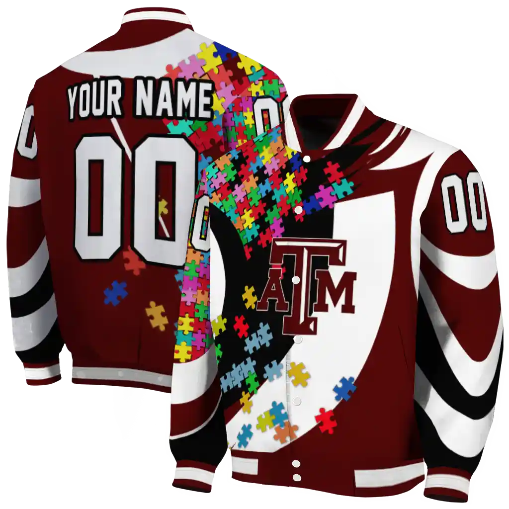 customized texas am aggies stars and stripes slashes maroon varsity jacket fashion forward customized texas am aggies stars and stripes slashes maroon varsity jacket fashion forward
