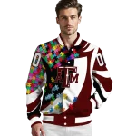 customized texas am aggies stars and stripes slashes maroon varsity jacket best selling