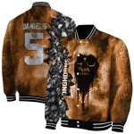 customized texas longhorns skull cluster orange varsity jacket best selling