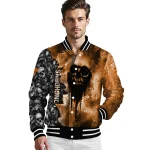 customized texas longhorns skull cluster orange varsity jacket best selling