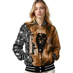 customized texas longhorns skull cluster orange varsity jacket best selling
