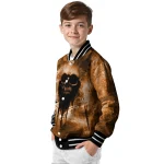 customized texas longhorns skull cluster orange varsity jacket best selling