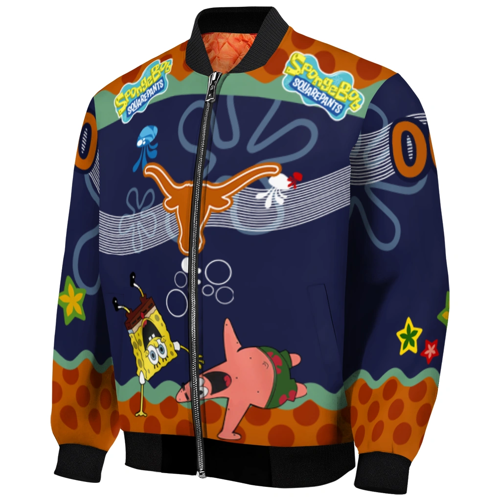 customized texas longhorns spongebob playtime orange blue bomber jacket fashion forward customized texas longhorns spongebob playtime orange blue bomber jacket fashion forward