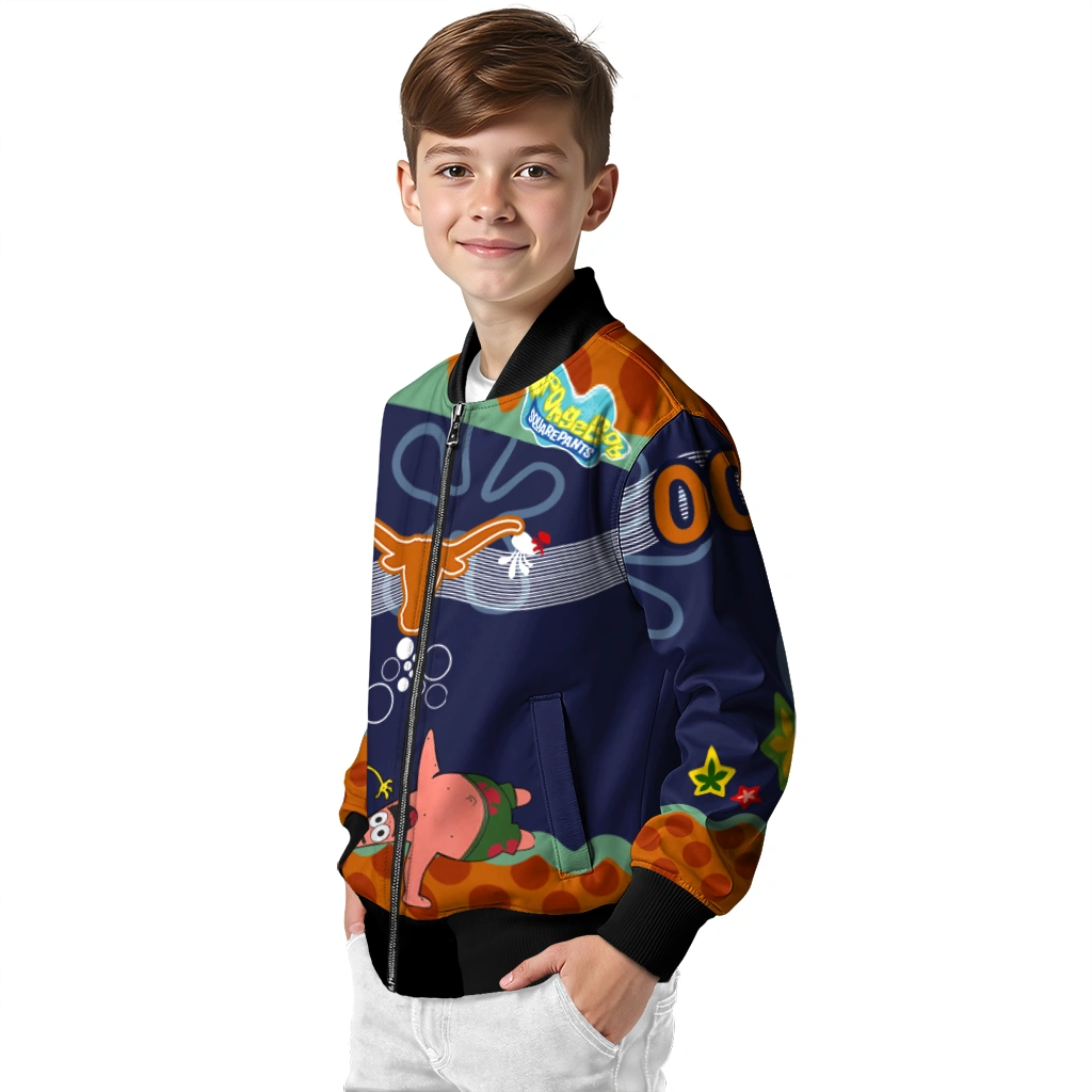customized texas longhorns spongebob playtime orange blue bomber jacket trendy customized texas longhorns spongebob playtime orange blue bomber jacket trendy