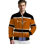 customized texas longhorns stripe statement orange black bomber jacket best selling