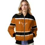 customized texas longhorns stripe statement orange black bomber jacket best selling