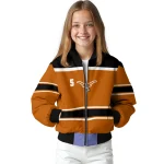 customized texas longhorns stripe statement orange black bomber jacket best selling