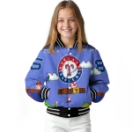 customized texas rangers mario blocks blue black varsity jacket best selling