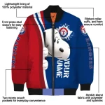 customized texas rangers snoopy head blue bomber jacket best selling