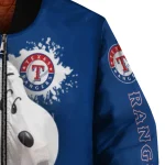 customized texas rangers snoopy head blue bomber jacket best selling