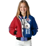 customized texas rangers snoopy head blue bomber jacket best selling