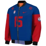 customized texas rangers team patch blue bomber jacket best selling