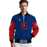 customized texas rangers team patch blue bomber jacket best selling