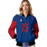 customized texas rangers team patch blue bomber jacket best selling