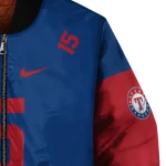 customized texas rangers team patch blue bomber jacket best selling