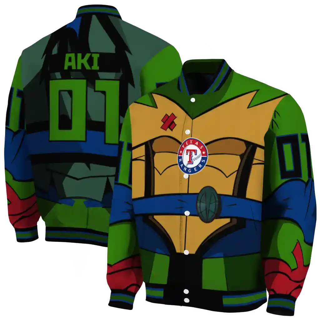 customized texas rangers turtle armor varsity jacket fashion forward customized texas rangers turtle armor varsity jacket fashion forward