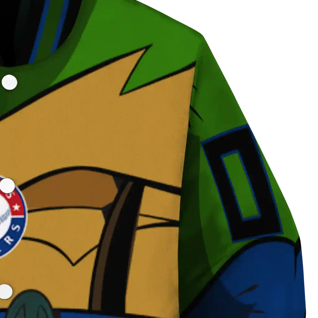 customized texas rangers turtle armor varsity jacket premium grade customized texas rangers turtle armor varsity jacket premium grade