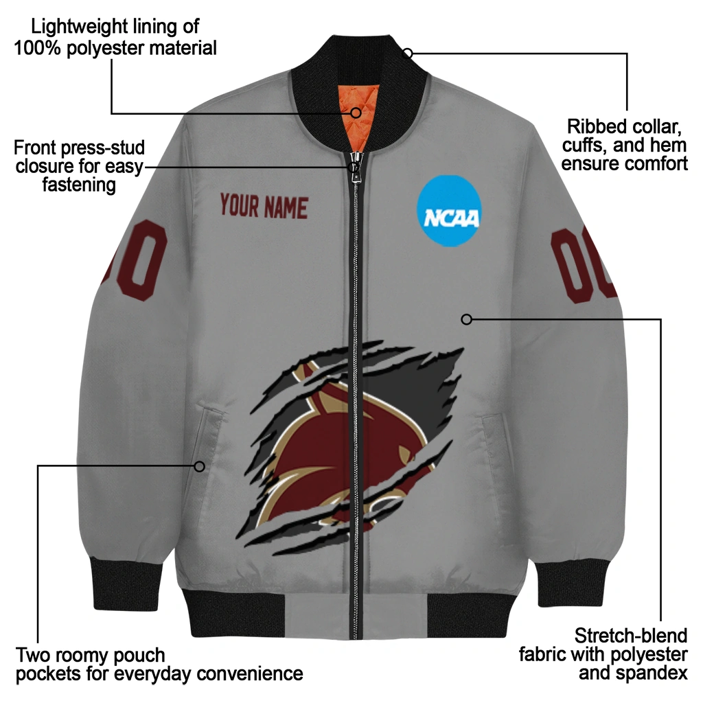 customized texas state bobcats feral slash grey bomber jacket new arrival customized texas state bobcats feral slash grey bomber jacket new arrival
