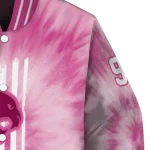 customized texas state bobcats pink tie dye pink varsity jacket best selling