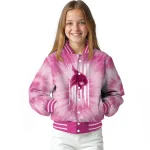 customized texas state bobcats pink tie dye pink varsity jacket best selling