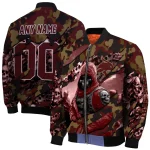 customized texas state bobcats skull horde maroon bomber jacket best selling