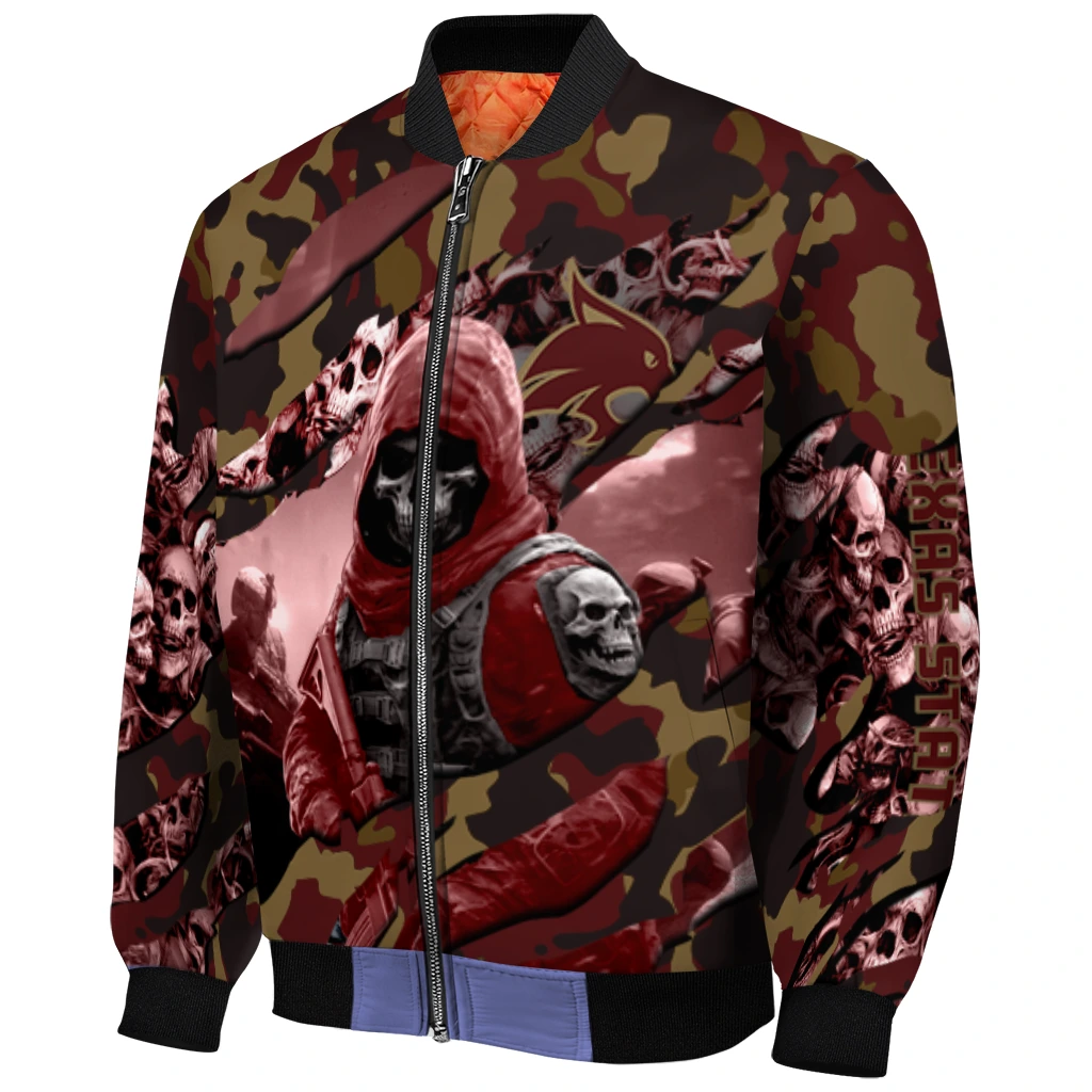customized texas state bobcats skull horde maroon bomber jacket fashion forward customized texas state bobcats skull horde maroon bomber jacket fashion forward
