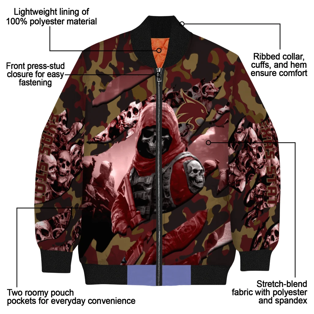 customized texas state bobcats skull horde maroon bomber jacket new arrival customized texas state bobcats skull horde maroon bomber jacket new arrival