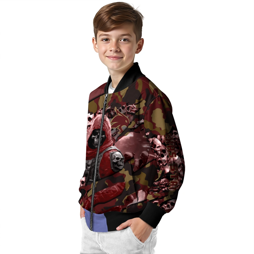customized texas state bobcats skull horde maroon bomber jacket trendy customized texas state bobcats skull horde maroon bomber jacket trendy