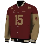 customized texas state bobcats team patch maroon varsity jacket best selling