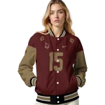 customized texas state bobcats team patch maroon varsity jacket best selling