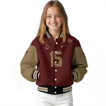 customized texas state bobcats team patch maroon varsity jacket best selling