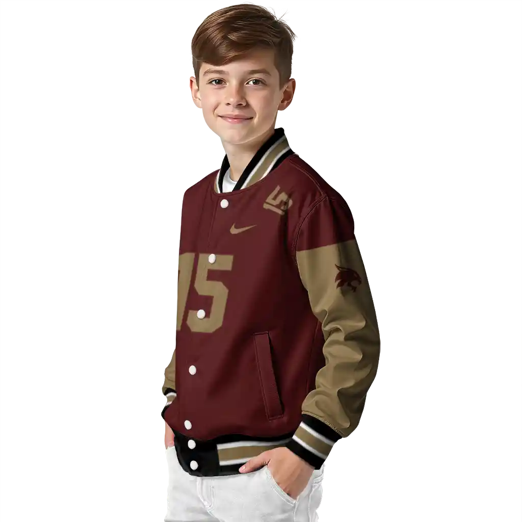 customized texas state bobcats team patch maroon varsity jacket trendy customized texas state bobcats team patch maroon varsity jacket trendy