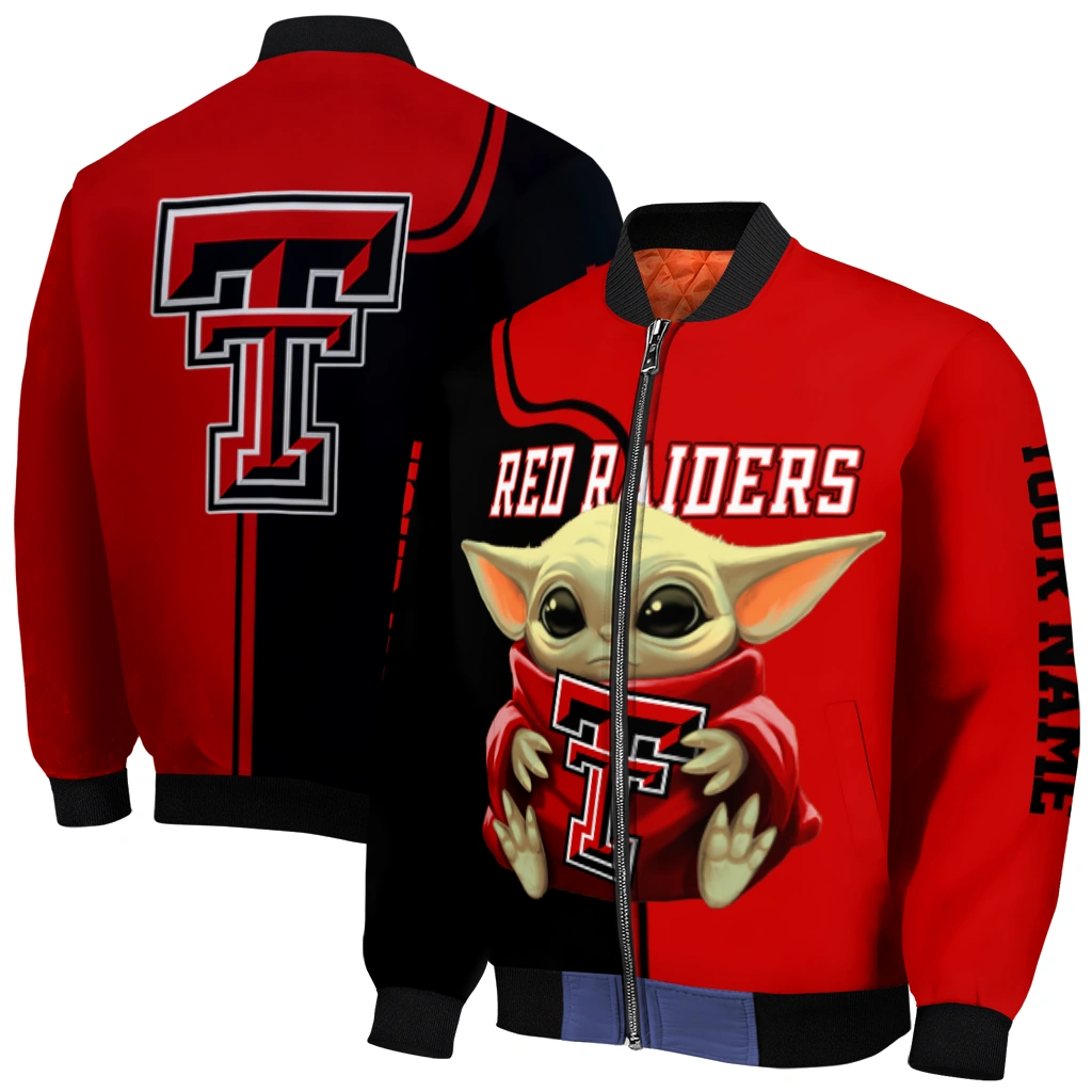 customized texas tech red raiders adorable yoda red black bomber jacket best selling customized texas tech red raiders adorable yoda red black bomber jacket best selling